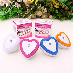 LED Night Lights Heart-shaped Wireless Sensor EU/US Plug Night Ligh Bedroom Living Room Baby Room Lighting Energy-saving Light
