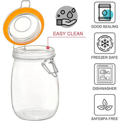 HeY LiLac Glass Jars with Lids Kitchen Airtight Glass Jars Wide Mouth Canning Jars with Clip Top Lids Leak Proof Canisters Jars