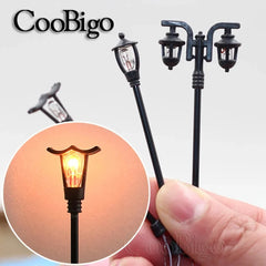 10pcs Micro Street Lamp Road Streetlight Mini Lamppost Light LED Lighting Miniature Model DIY Craft Garden Landscape Decoration