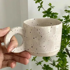 250ML Ceramic Mugs Creative Ring Handle Korean Style Irregular Splash Ink Coffee Cup Office Home Breakfast Tea Cup Handgrip Mug