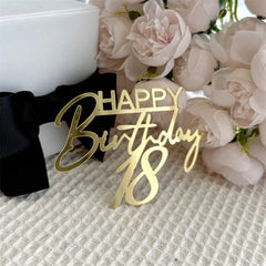 New 18, 30, 40 and 50 Years Old Happy Birthday Cake Topper Gold Acrylic Birthday Party Cake Toppers Decorations Baking Supplies