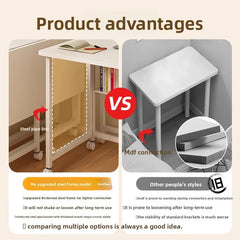 Folding study table, desk, bookshelf, integrated office, computer desk, portable mobile bedside table