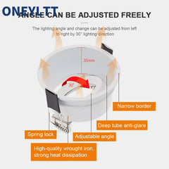 Recessed LED Ceiling spotlight Frame Round GU10 Fixture Holders Adjustable Spot Light light bases Fitting