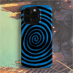 Black Blue Rotating Thread Art Niche Creative Cute Phone Case For iPhone 17 16 15 14 13 12 11 Pro XS Max XR 7 8 Plus MINI Cover