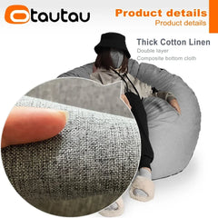 OTAUTAU Filled 70cm Bean Bag Sofa with Filler Big Cotton Linen Lazy BeanBag Bedroom Chair Puff Relax Lounge Couch DD002