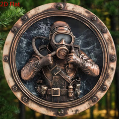 Metal retro diver pattern sign 2D home decor window and porch decor room and wall art bedroom office living room coffee