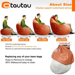 OTAUTAU 4ft Big Faux Leather Bean Bag Cover Without Filler Outdoor Beanbag Chaise Lounger Pouf Salon Game Movie Sac Puff DD004
