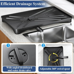 Spacious Kitchen Dish Rack with Drainboard - Rust-Resistant Countertop Drainer with Utensil Holder for Efficient Drying