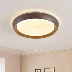 Modern LED Ceiling Light Circular Wood Grain Walnut Acrylic Ceiling Lamp Bedroom Living Room Restaurant Aisle Home Decor Lights