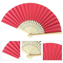 Hand Fan Bamboo Paper Fan Pocket Folding Fan Solid Color Guest Fans DIY Guest Gift for Wedding Birthday Summer Party
