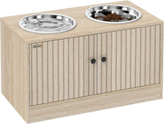 Elevated Dog Bowls with Storage Cabinet, Raised Dog Bowl Stand, Pet Feeding Station with Slow Feeder & Non-Slip, for Large Pets