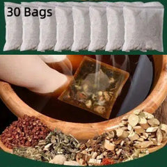 30Bags Chinese Herbal Foot Soak Bath Packets Skin-Soothing Sleep-Aiding with Ginger Mugwort for All Seasons Foot Soak Pouches