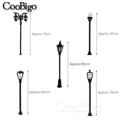 10pcs Micro Street Lamp Road Streetlight Mini Lamppost Light LED Lighting Miniature Model DIY Craft Garden Landscape Decoration