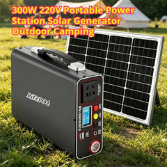 300W Portable Power Station 220V Solar Generator Outdoor Camping Emergency Mobile Power Bank 90000mAh LiFePO4 Backup Battery