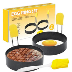 Round Egg Rings Set Stainless Steel Egg Shaper Mold with Silicone Anti-scald Handle Nonstick Egg Cooker Ring for Frying Eggs
