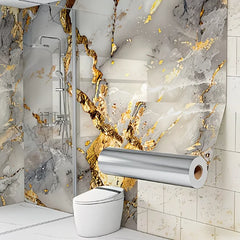 Waterproof High‑Temp Resistant Golden Marble Wall Sticker Self‑Adhesive Anti‑Oil Anti‑Scratch Easy Install Kitchen Backsplash