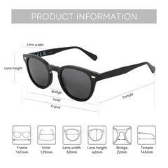 ZENOTTIC Classical High-quality Acetate Polarized Sunglasses Unisex UV400 Protection Shade Retro Round Sun Glasses ZS6211