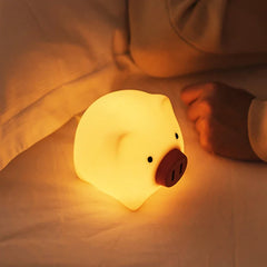 Cute Pig Night Light Pet Silicone Night Lamp Rechargeable Warm Lamp Timed Turn Off Room Decoration Children's Night Light Gift