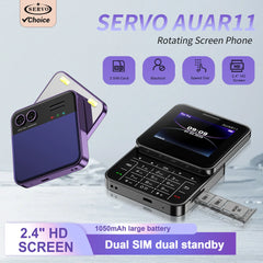 SERVO Rotatable Mini Mobile Phone 2G GSM 2 SIM Standby Magic Voice FM Radio Quick Dialing Button Slider Small Cellphones