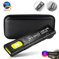 Powerful 550LM EDC Flashlight USB C Rechargeable Portable Torch with COB Red and Blue Lights Outdoor Portable Pen Clip Lantern