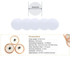 10/50pcs NFC Ntag215 Coin TAG Key 13.56MHz NTAG 215 Card Universal Label Ultralight Tags Labels 25 mm