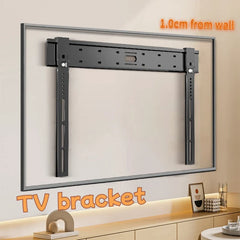 Ultra thin Universal TV Wall Mount - 1cm Gap Design for 32-90" Flat/Curved Screens max 80kg Magnetic Lock VESA 100x100-800x400mm