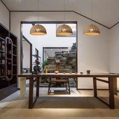 Rattan Chandelier Lampshade Natural Weaved Wicker Pendant Light for Home Restaurant Decor Rattan Hand-Woven Bamboo Lampshade
