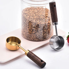 15ml Stainless Steel Measuring Spoon Tablespoon Coffee Scoop Wood Handle Sugar Powder Coffee Bean Measure Spoon Kitchen Tools