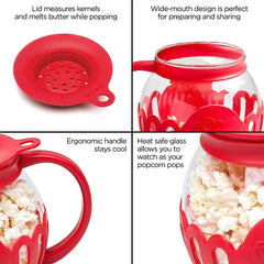 2.25 Quart Micro-Pop Microwave Popcorn Popper with Temperature Safe Glass Snack Pop Corn Air Poppers Microwave Popcorn Maker
