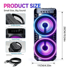 Professional Large Bluetooth Speaker with Microphone, Portable Design, Featuring JBL Subwoofer Party Box, LED Lights, Compatible with BT/USB/TF/AUX/FM/TWS/MIC/EQ Functions, Professional Karaoke. Ideal Gift for Birthdays, Chri