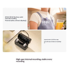 For DJI Mic Mini 2S Wireless Lavalier Mic 1TX/2TX 1RX Built-in Recording 32-bit Float AI Noise Reduction Mic for Camera Phone