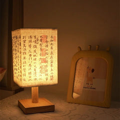 LED Decoration Table Lamps Simple Chinese Style Dimmable Plug Night Light Fabric Lampshade Square Bedroom Bedside Desk Lights
