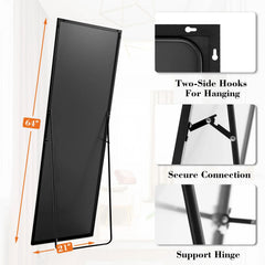 JHK 64"x21" Full Body Wall Mirror Standing Hanging or Leaning Wall-Mounted Mirrors with Stand Aluminum Alloy Frame Living Room