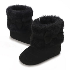 0-18M baby shoes Girls winter plush comfort snow boots cute bow cotton shoes baby soft soled non-slip toddler shoes