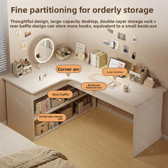 Computer desk Desktop Home bedroom Bookshelf Integrated student learning to write Corner Multifunctional office desk