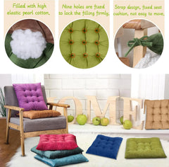 40x40cm Square Seat Cushion Indoor Seat Cushions Pillows with Ties Soft Comfortable Non Slip Chair Mat for Office Desk YY098