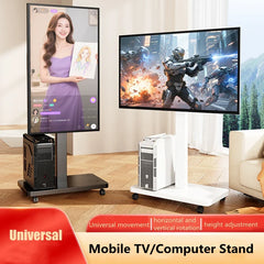 Rolling TV Stand for 10-43 Inch TVs PC, Portable Mobile TV Cart on Wheels Universal Floor Stands with Swivel Mount Fit Corner