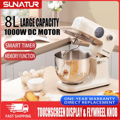 :Shunran 8L Stand Mixer DC Motor Automatic Dough Kneader Multifunctional Mixer for Home & Commercial Baking