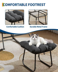 Oversized Papasan Rocking Chair With Ottoman, Outdoor Lounge Egg Rocker For Porch Balcony Backyard, Heavy Duty 450lb Capacity