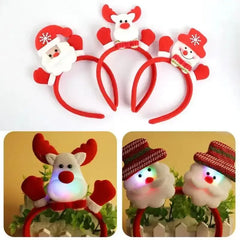 LED Christmas Party Headband Santa Claus Elk Antlers Reindeer Glowing Headband Cosplay Party Christmas Ears Ornaments Hair