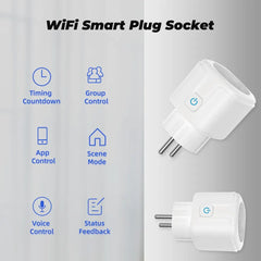 Tuya Zigbee Smart EU Socket 20A WiFi Plug Power Monitoring Smart Home Voice Control Compatible with Google Assistant And Alexa