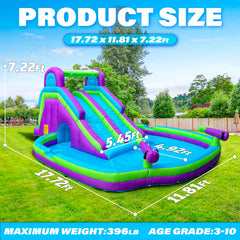 Inflatable Double Water Slide Grade Inflatable Water Slide with Pool for Adults and Kids Includes Blower Outdoor Water Play