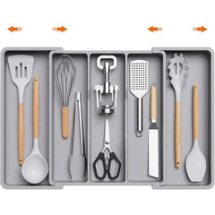 Expandable Utensil Organizer for Kitchen Drawers Large Silverware Drawer Organizer Divider Adjustable Cooking Utensil Tray