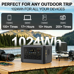 GSIKE 1200W PRO Power Station Solar Generator Pure Sine Wave Inverter AC/DC/USB Outputs LiFePO4 Battery UPS for Home Camping RV Emergency