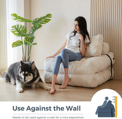 Folding Sofa Bed, Convertible Sleeper Chair with Pillow Foldable Matress, Portable Fold Out Chair Bed Comfy Floor Sofa Lounge