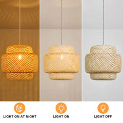 Modern 30cm E27 Bamboo Pendant Light Hand Woven Bamboo Art Chandelier Dining Room Lantern Chandelier Bedroom Dining Room Lamp