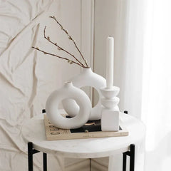 Nordic Style Flower Vase Morandi Geometric Vase Ceramic Art Crafts Bedroom Living Room Desktop Decoration Vase Decoration Home