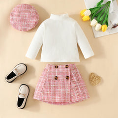 ma&baby 6M-3Y Toddler Infant Newborn Baby Girls Clothes Sets Knit Long Sleeve Tops Plaid Skrits Hat Fall Spring Outfits D05