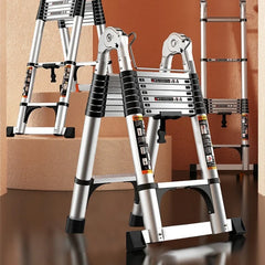Stainless steel telescopic ladder thickened straight ladder folding herringbone ladder portable household ladder
