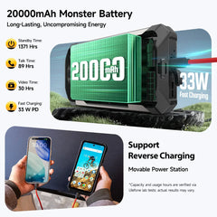 Ulefone RugKing 5 Pro 20000mAh Rugged Phone Android 16 16GB+256GB IP68/IP69K Waterproof Smartphone 6.78 FHD+ Night Camera 4G